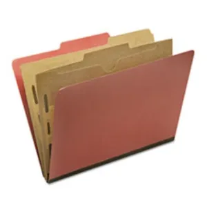 CLASSIFICATION POCKET FOLDER, 6-SECTION, LEGAL, EARTH RED, 10CT-BOX