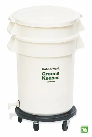 RUBBERMAID GREENSKEEPER CONTAINER 32gal W/LID&DOLLY WHITE