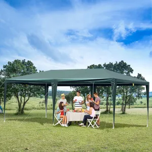 19x9 ft Party Gazebo Canopy Tent with Removable Mesh Netting - Dark Green