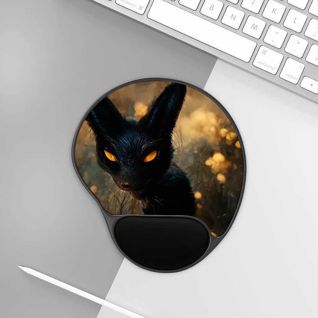 Black and Orange Kitty  Mouse Pad With Wrist Rest