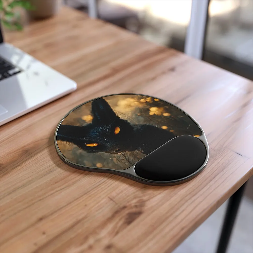 Black and Orange Kitty  Mouse Pad With Wrist Rest