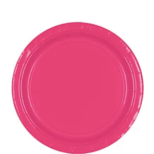 Bright Pink Lunch Paper Plates 8.5'' | 20ct