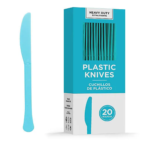 Caribbean Blue Heavy Duty Plastic Knives | 20ct