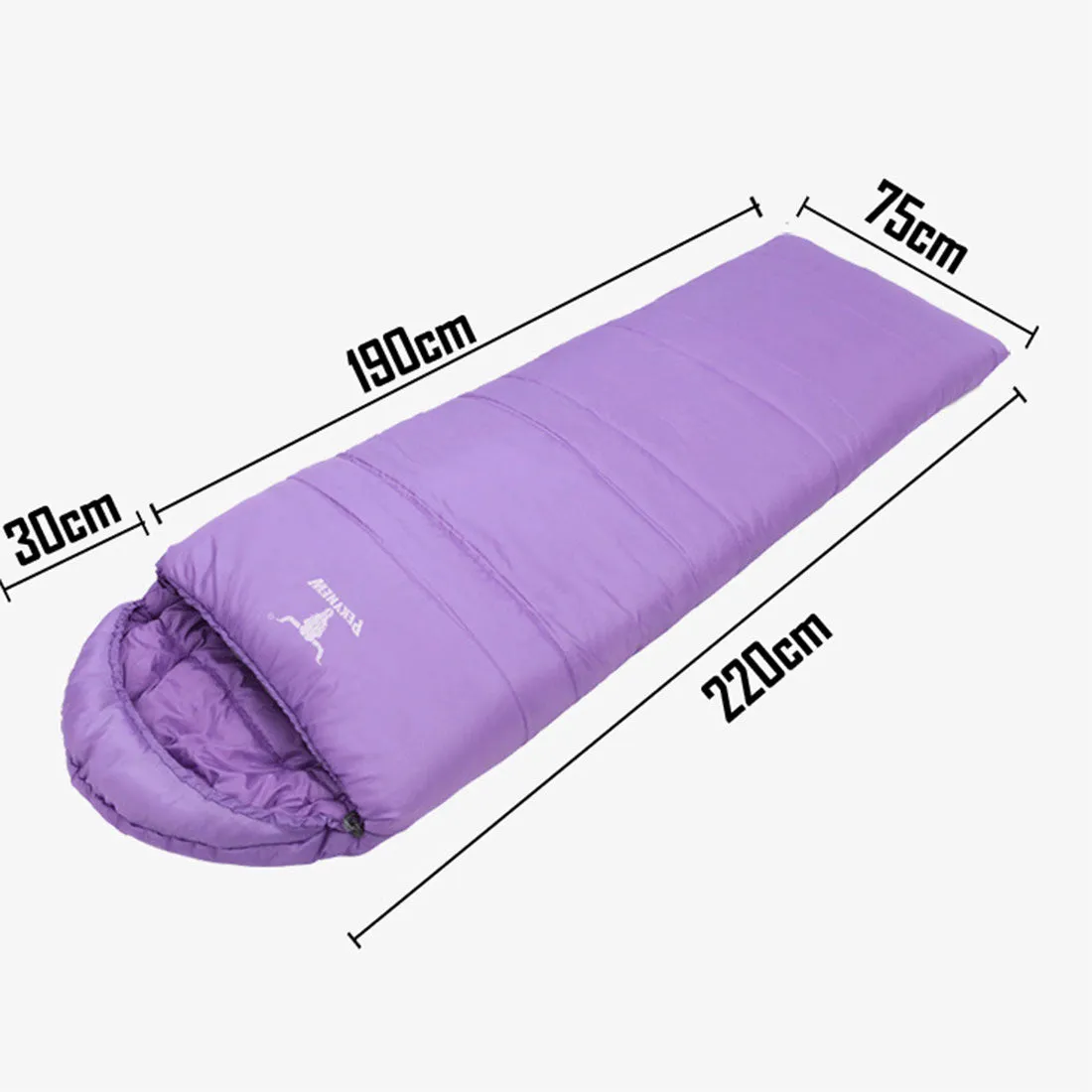 Double Camping Envelope Twin Sleeping Bag Thermal Tent Hiking Winter -10° C - purple