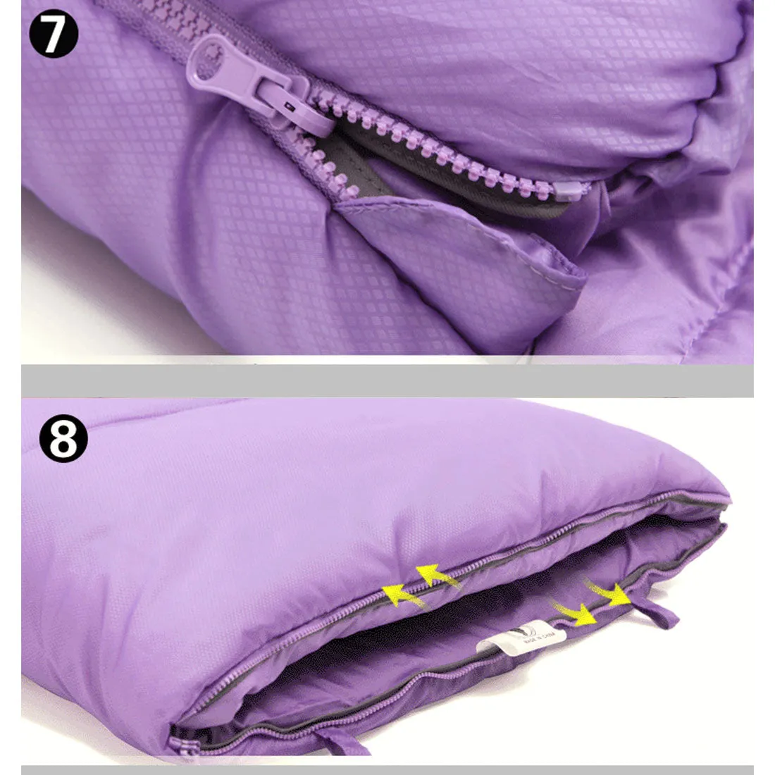 Double Camping Envelope Twin Sleeping Bag Thermal Tent Hiking Winter -10° C - purple