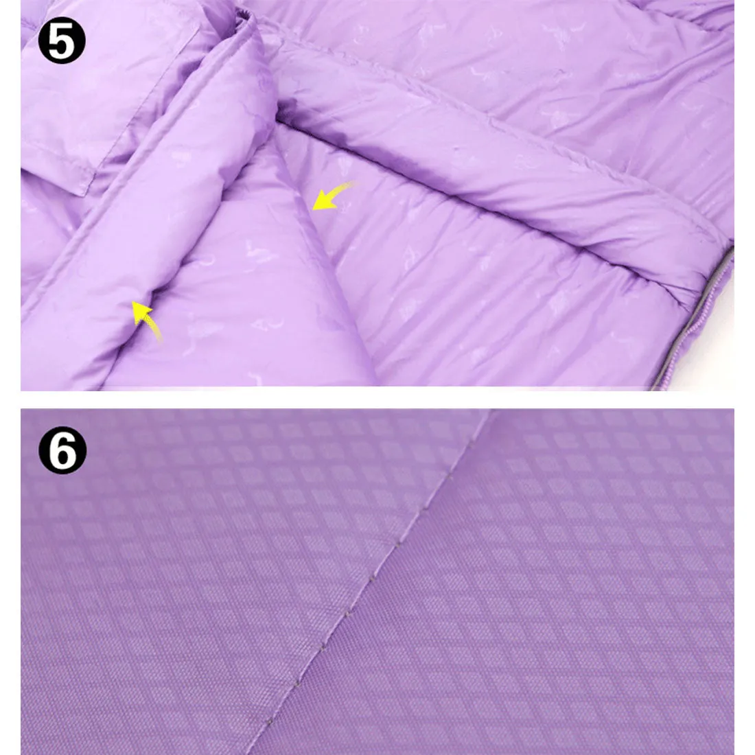 Double Camping Envelope Twin Sleeping Bag Thermal Tent Hiking Winter -10° C - purple