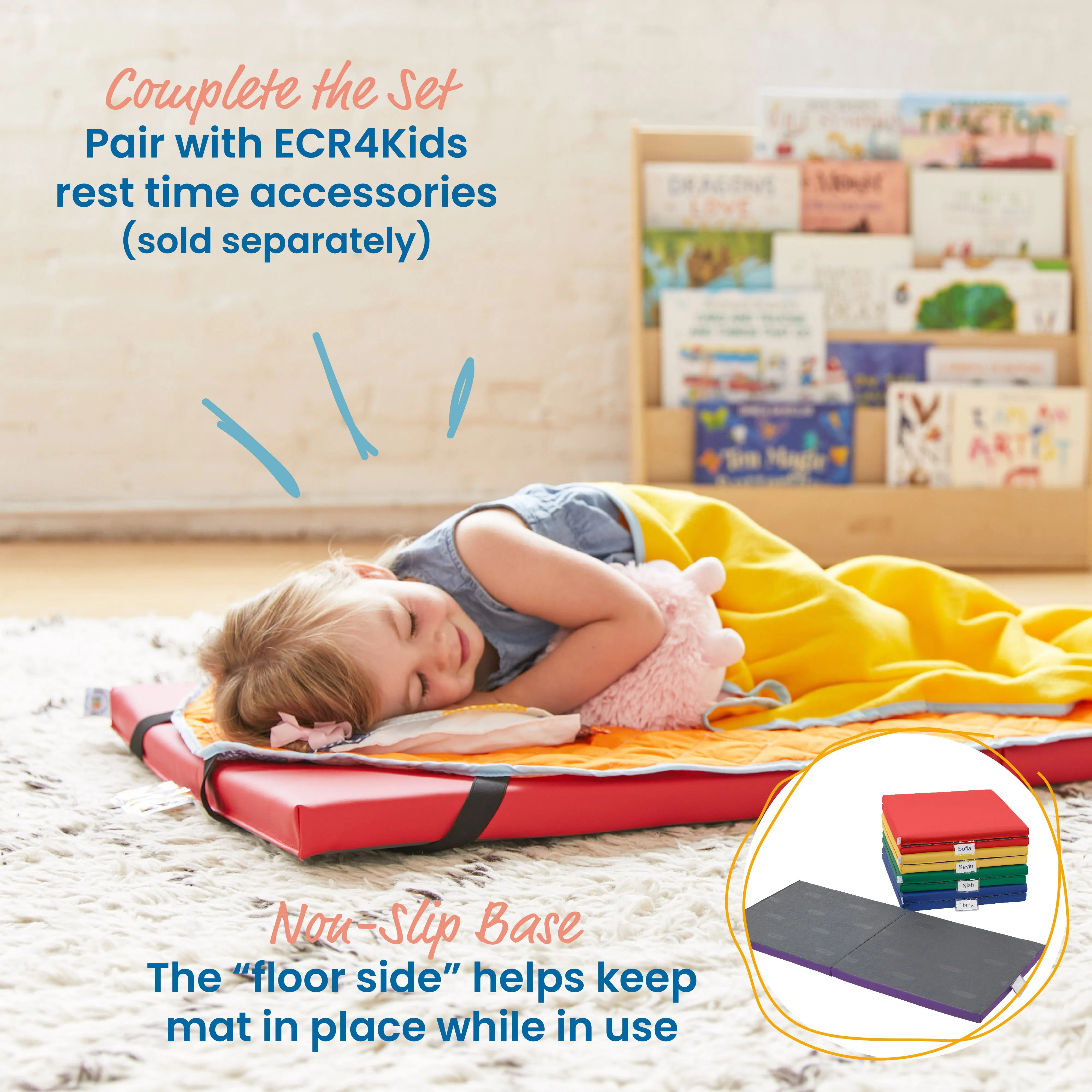 SoftZone Folding Rainbow Rest Mats, Classroom Furniture, 5-Piece