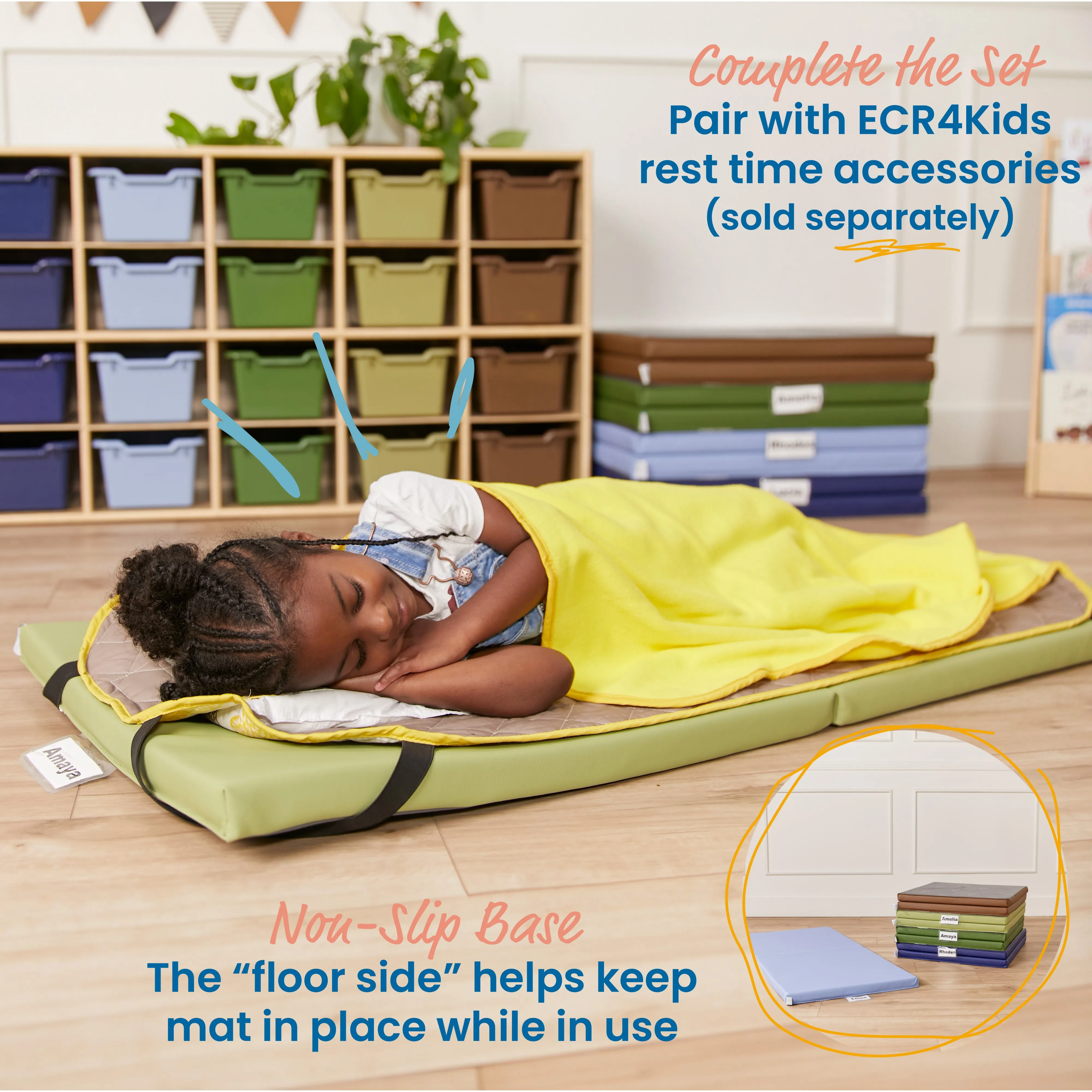 SoftZone Folding Rainbow Rest Mats, Classroom Furniture, 5-Piece