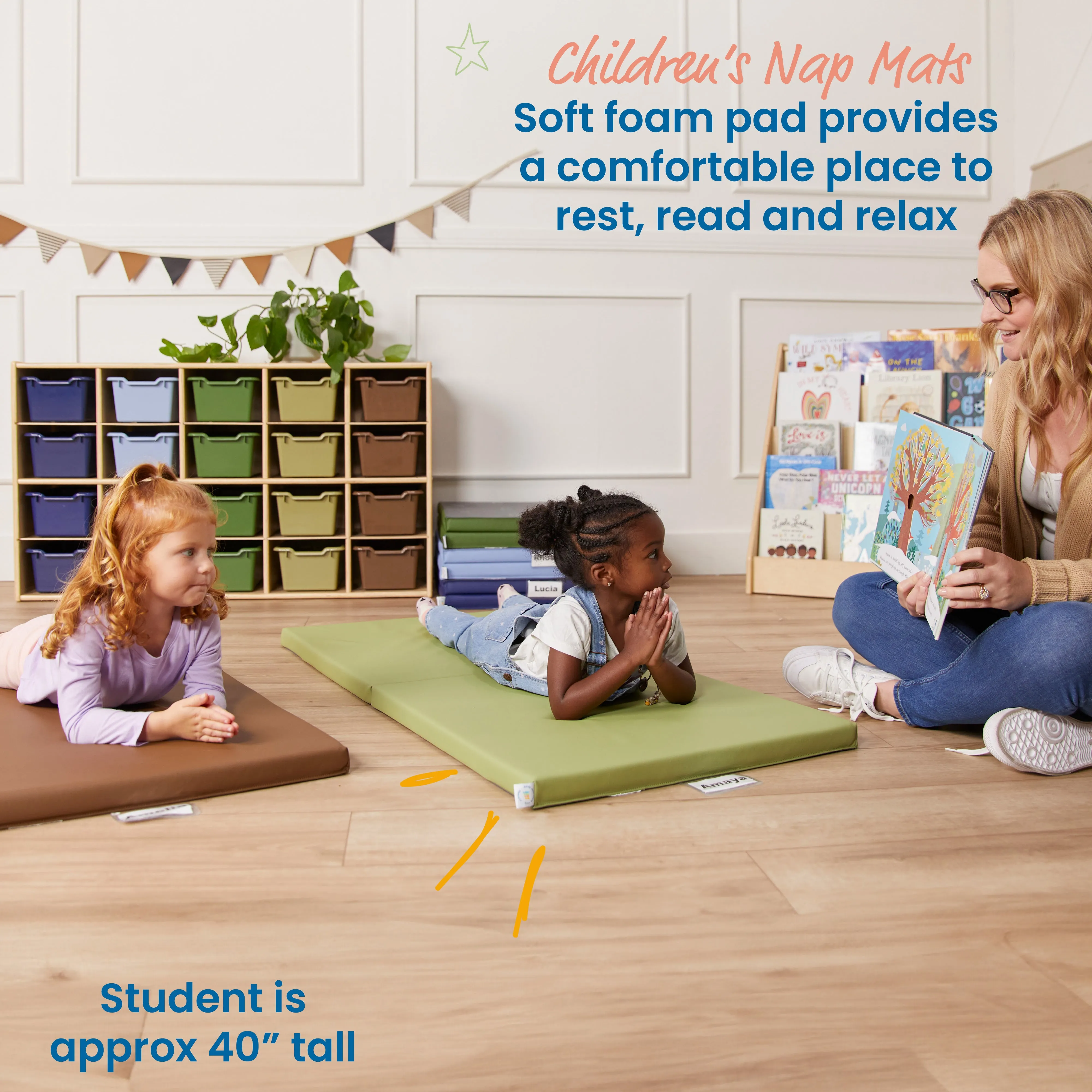 SoftZone Folding Rainbow Rest Mats, Classroom Furniture, 5-Piece